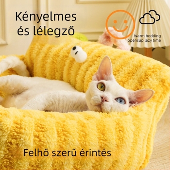 Háziállat fészek – macskák és kis kutyák részére, téli meleg, mosható, nyitott kivitel, négyévszakos, légáteresztő