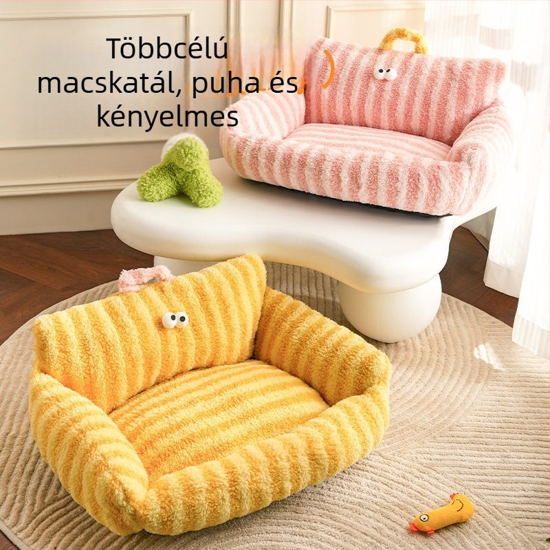 Háziállat fészek – macskák és kis kutyák részére, téli meleg, mosható, nyitott kivitel, négyévszakos, légáteresztő