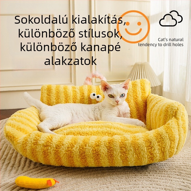 Háziállat fészek – macskák és kis kutyák részére, téli meleg, mosható, nyitott kivitel, négyévszakos, légáteresztő