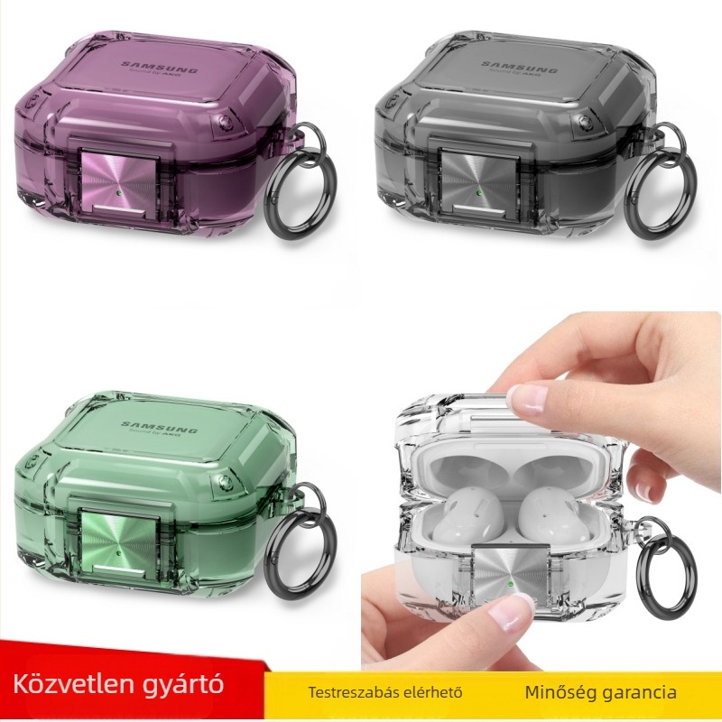 Galaxy Buds2 Pro fülhallgató tok – fém és TPU konstrukció; átlátszó puha héj; elektroplating és injekciós öntés; testreszabás támogatott; kompatibil Samsunggal