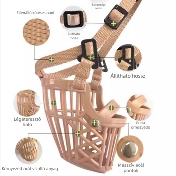 Kutyamuzzle - TPR anyag, harapás elleni védelem, rágás elleni védelem, ugatás elleni védelem