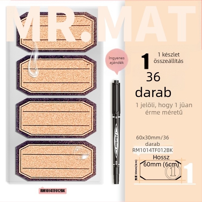 ParaFa címke matrica – önragasztó, nyomtatott, koreai stílus, vízálló esszenciális olaj címkékhez és pohár-azonosításhoz