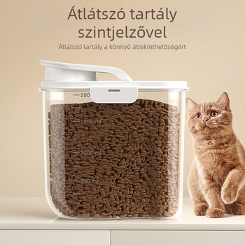 Kutya- és macskatáplálék tároló konténer, zárt, nedvességálló, PP anyagból, macskáknak és kutyáknak