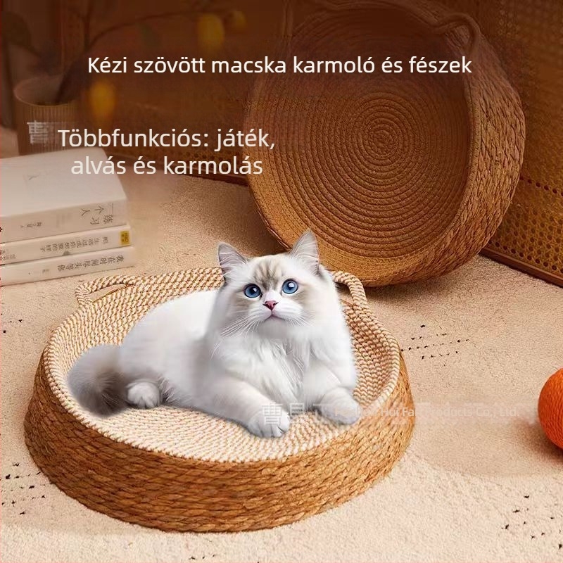Rattanból készült macskafészek, japán stílus, félig zárt, légáteresztő, négyévszakos