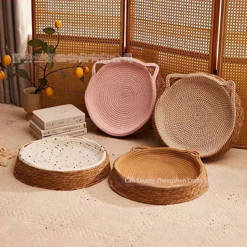 Rattanból készült macskafészek, japán stílus, félig zárt, légáteresztő, négyévszakos