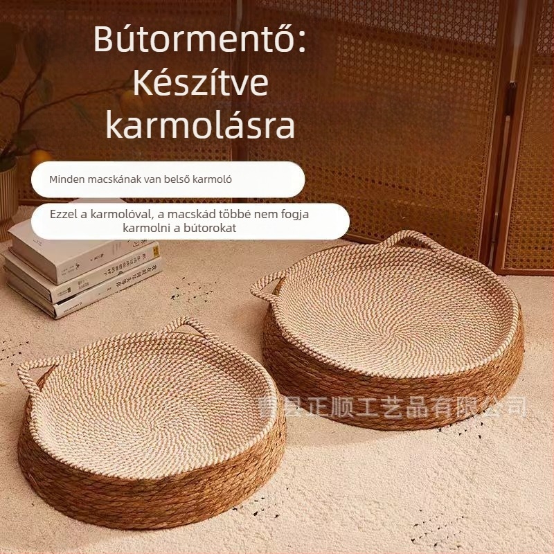 Rattanból készült macskafészek, japán stílus, félig zárt, légáteresztő, négyévszakos