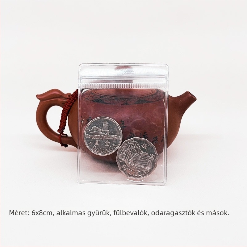 Átlátszó PVC zárható tasak karkötők és ékszerek tárolására, megerősített antioxidatív PVC anyag, zárási hossz 1–1,5 cm, eredet: Wenzhou, Zhejiang