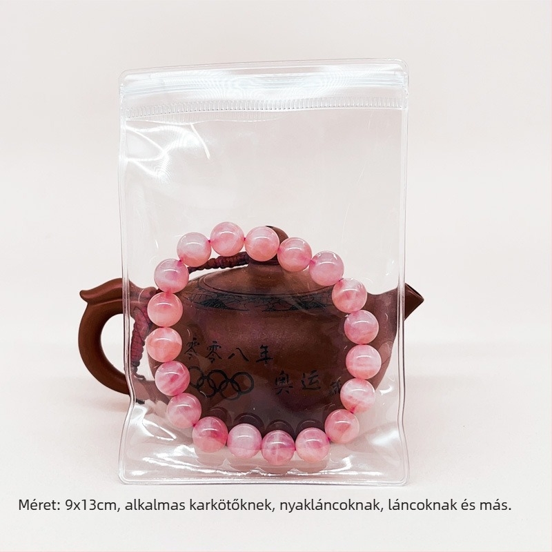 Átlátszó PVC zárható tasak karkötők és ékszerek tárolására, megerősített antioxidatív PVC anyag, zárási hossz 1–1,5 cm, eredet: Wenzhou, Zhejiang