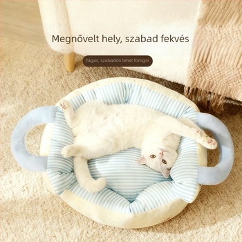 Új stílusú hordozható kétoldalas háziállat-ágy, megnövelt és vastagított, kis- és közepes testű kutyáknak és macskáknak, kényelmes mély alvást támogató fészek