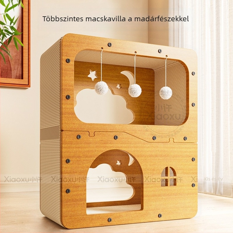 Minden egyben: macska karmoló tábla és macska ház, Mingwei Pets, hullámkarton, 1 darab, egyszerű stílus