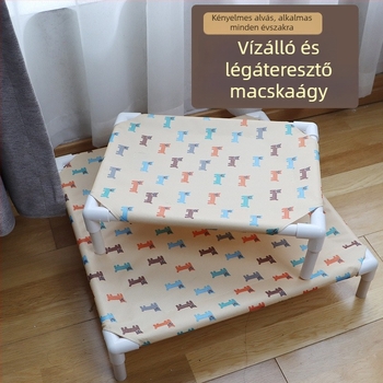 Négyévszakos macska odú és kennel, levehető és mosdható textil, földtől megemelve