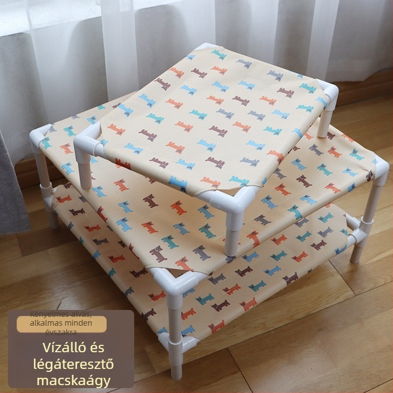 Négyévszakos macska odú és kennel, levehető és mosdható textil, földtől megemelve
