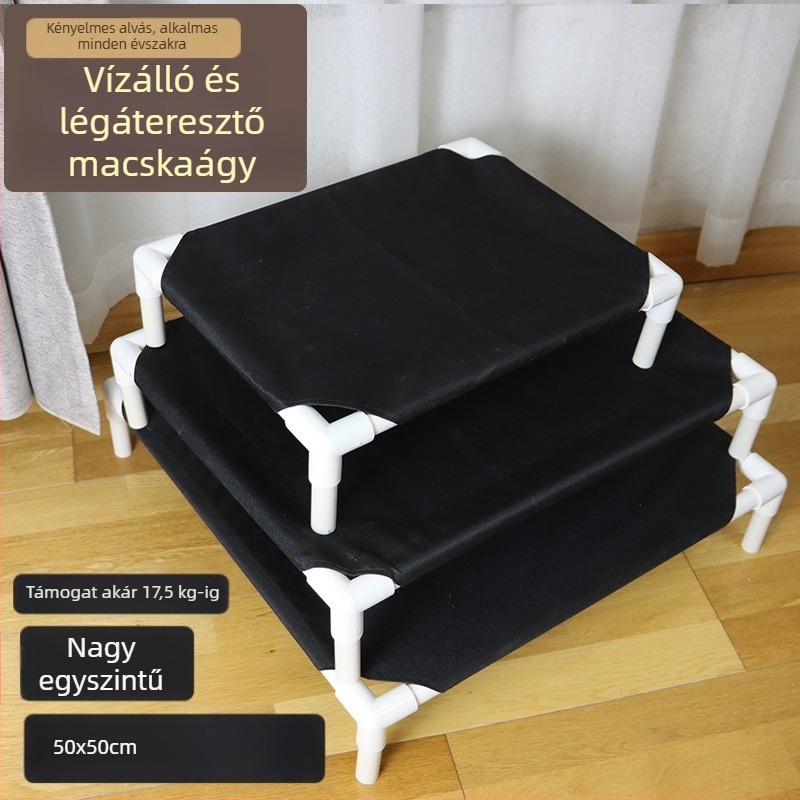 Négyévszakos macska odú és kennel, levehető és mosdható textil, földtől megemelve