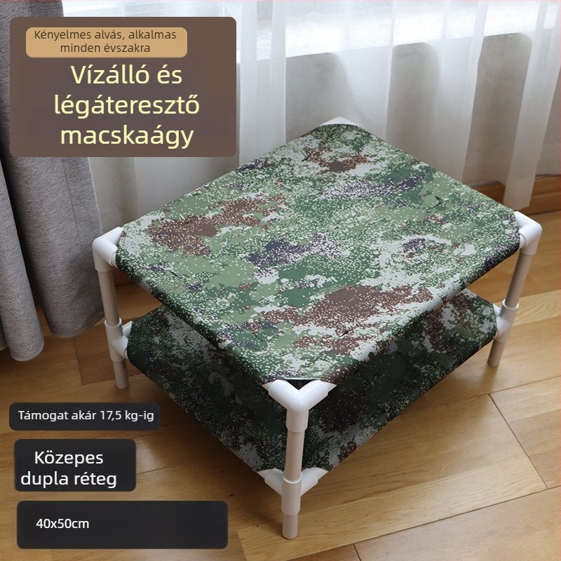Négyévszakos macska odú és kennel, levehető és mosdható textil, földtől megemelve