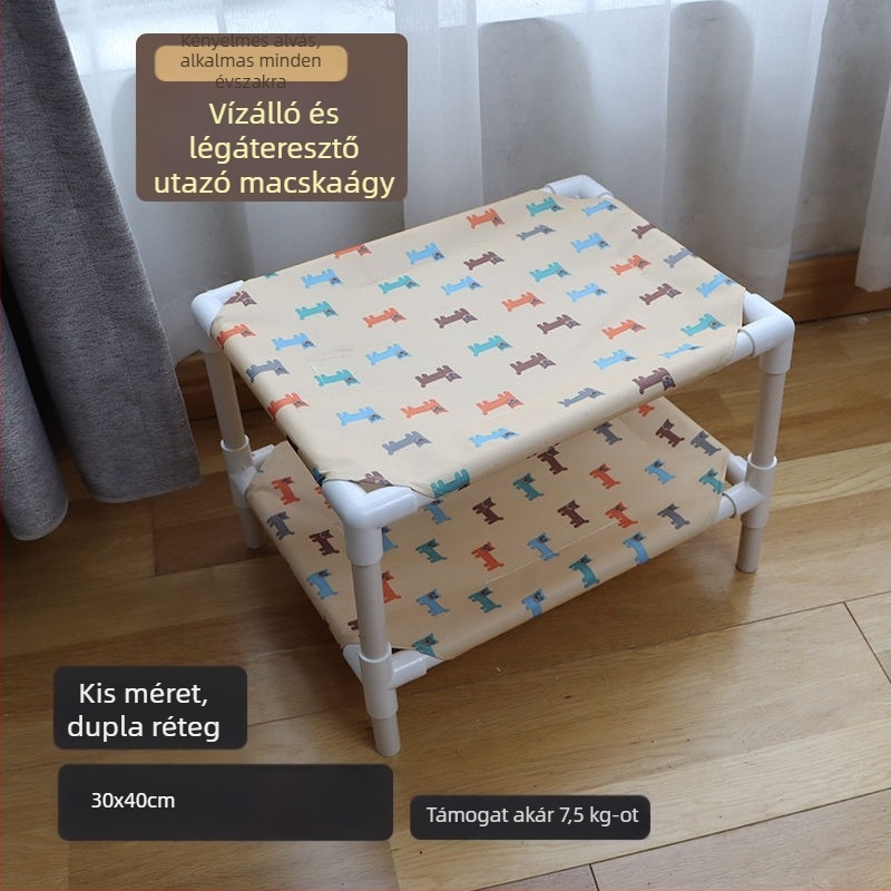 Négyévszakos macska odú és kennel, levehető és mosdható textil, földtől megemelve