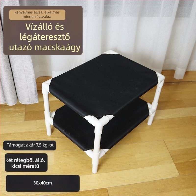 Négyévszakos macska odú és kennel, levehető és mosdható textil, földtől megemelve