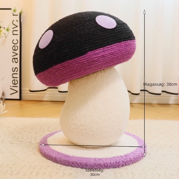 Függőleges macska kaparóoszlop, szisal szövésű, kopásálló és szálhullásmentes, aranyos stílus, Termék kódja Crooked Mushroom Cat Claw Pillar