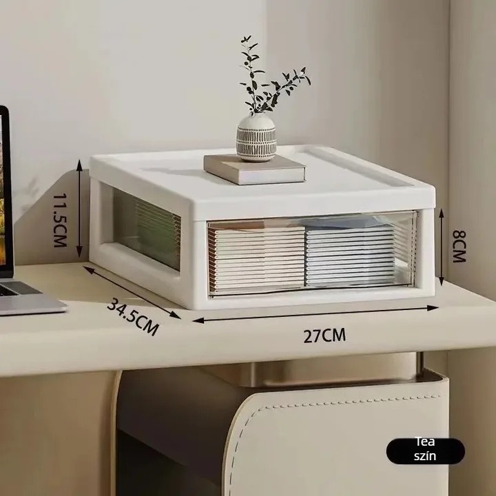 Az íróasztal alatti tároló 9+ réteggel — mozgatható, műanyag, padlón álló telepítés