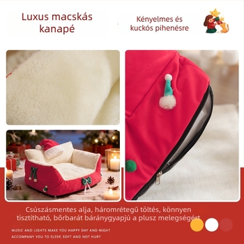 Flanel macskafészek, meleg télen, levehető és mosható, minden évszakban használható