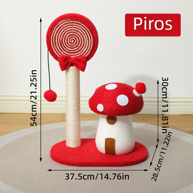 Sisal macska kaparóoszlop piros gomba fejjel, kanapévédő, kis mászóoszlop, 1 csomag, stílus Lovable Wind, Japán és Korea számára