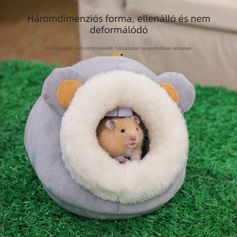 Hamster meleg pamutfészek télre, belső használatra, rajzfilm-stílusú, űrlény alakú, melegen tart