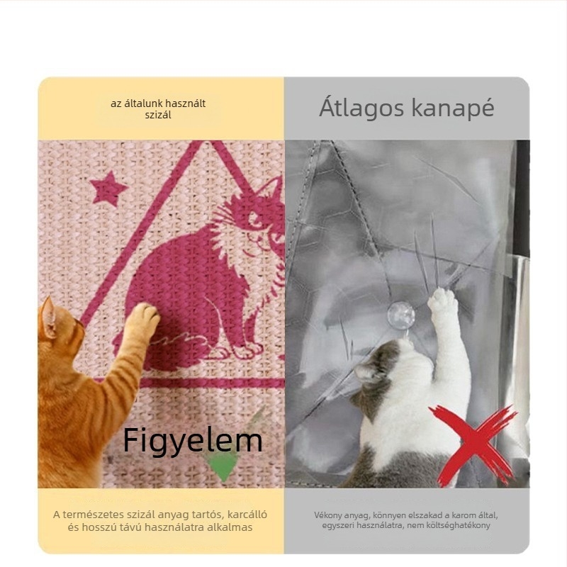 Macska karmoló tábla – filc anyag, függőleges falra szerelhető, aranyos stílus, modell 20260105003, fal- és kanapévédelem