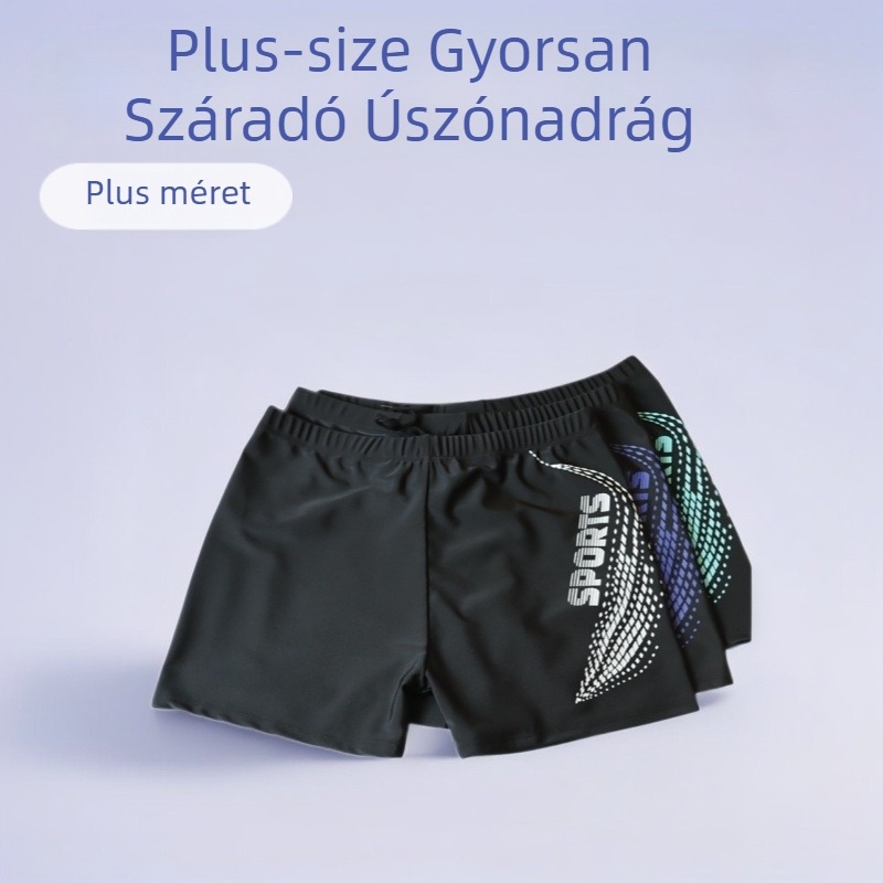 Férfi poliészter úszó rövidnadrág nyomott mintával, gyorsan szárad, boxer-brief fazon, béléssel poliészter, úszáshoz és strandhoz