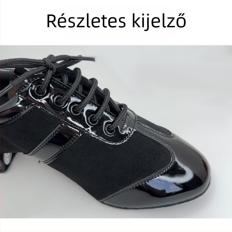 Női latin tánc cipő, puha talpú, alacsony sarka, beltéri használatra — professzionális oktatói stílus