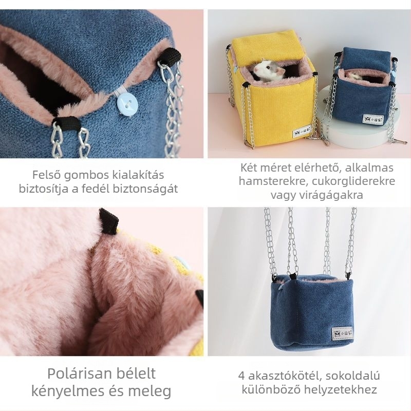 Hamster pamutfészek, beltéri használatra, téli meleg, négyzetes forma, modern stílus