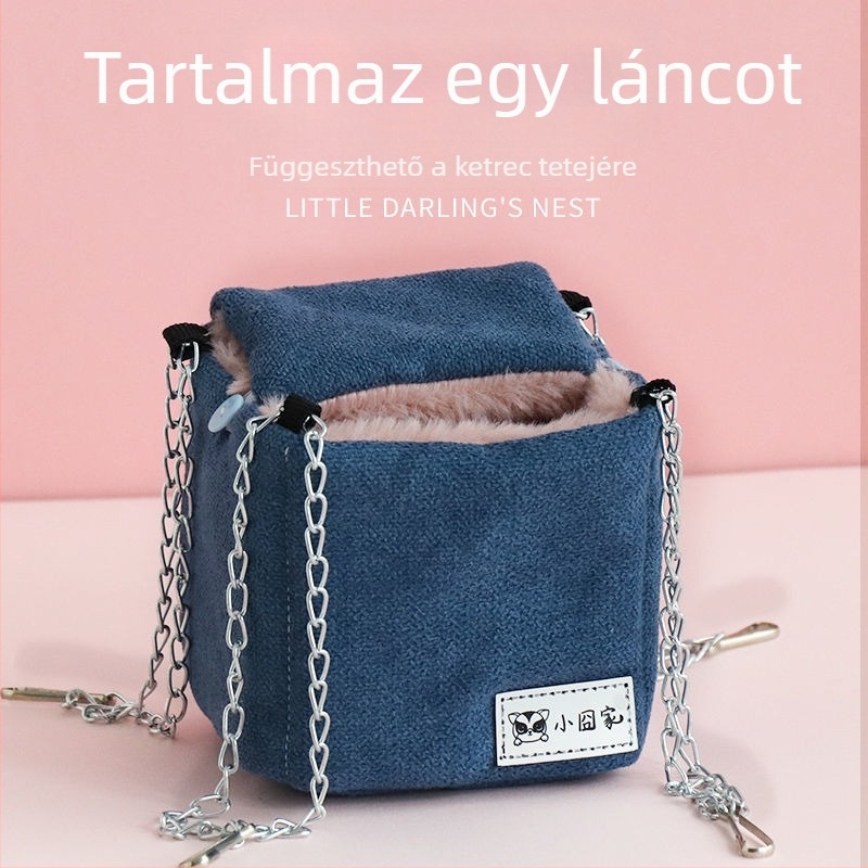 Hamster pamutfészek, beltéri használatra, téli meleg, négyzetes forma, modern stílus