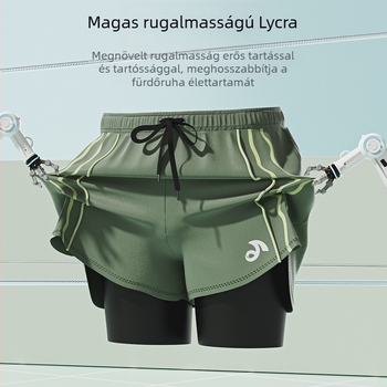 2025-ös új férfi úszónadrág, két rétegű belső résszel a fedésért, bő szabás, gyorsan száradó, felnőtteknek