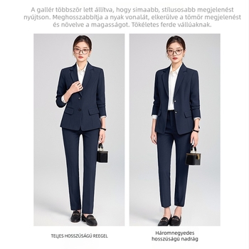 Női kosztümkabát – V-nyakú, hosszú ujjú, poliészter-spandex keverék, ingázó professzionális stílus, 2025 tavasz
