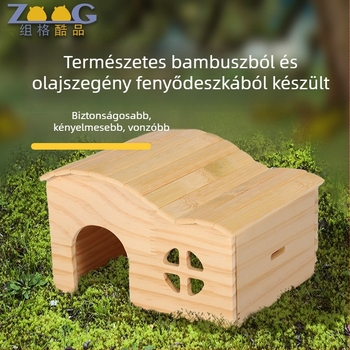 Fából készült hörcsög elrejtő ház, alj nélküli, harapásálló, tartós