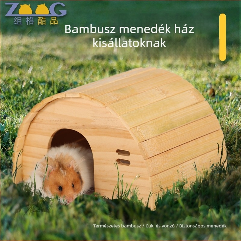 Fából készült hörcsög elrejtő ház, alj nélküli, harapásálló, tartós