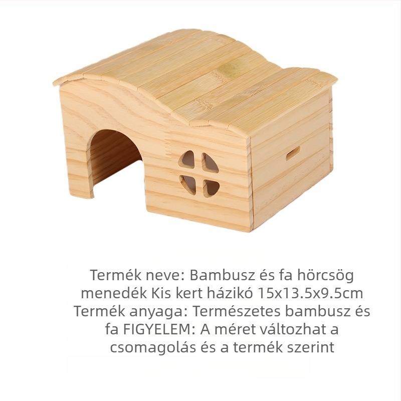 Fából készült hörcsög elrejtő ház, alj nélküli, harapásálló, tartós