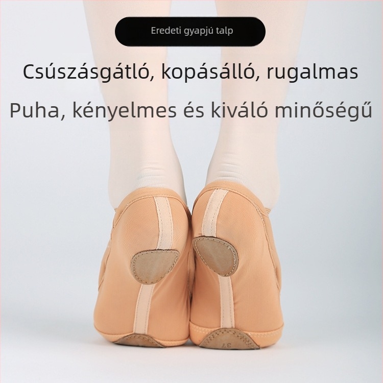 Tánccipők lányoknak és nőknek – Hálóval ellátott felsőrész, egyrétegű konstrukció, csúszásmentes bőr talp, légáteresztő, könnyű, tartós, baletthez és modern tánchoz