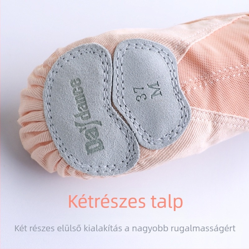 Felnőtt, uniszex balettcipő, vászon felső rész, bőrtalp, lélegző, nyári viselet