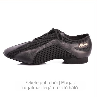 Betty Latin tánc cipő, uniszex, puha talp, lapos sarok, felsőrész bőr és háló