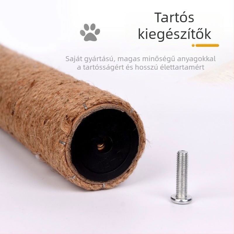 Fa macska mászófa karcolódeszkával, ugró platformával és kényelmes fészekkel — aranyos stílus