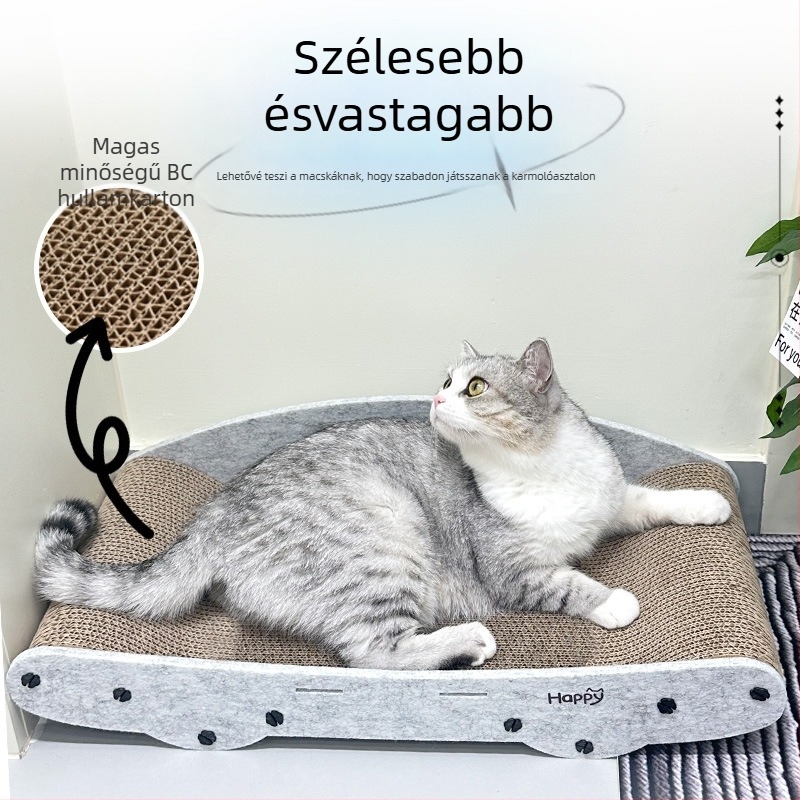 Macska-kanapé fészek: beépített karmoló deszka és odú, anyag: filc és hullámkarton; márka Zhid; csomagolás: 10 db; stílus egyszerű