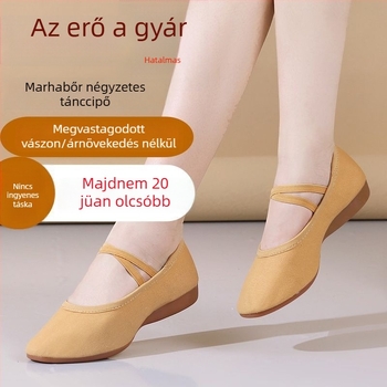 Tánccipők lapos–középtokú, gumírozott talppal, vászon felsőrésszel