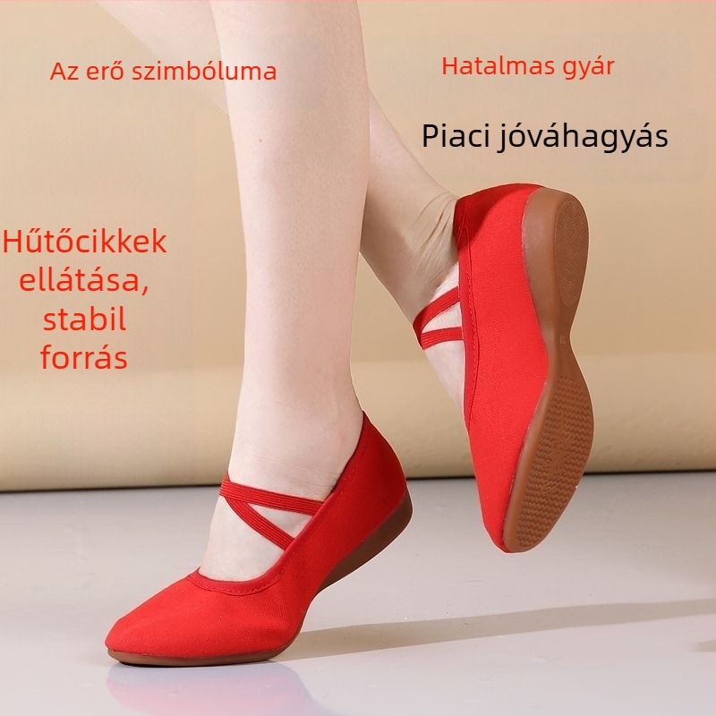 Tánccipők lapos–középtokú, gumírozott talppal, vászon felsőrésszel