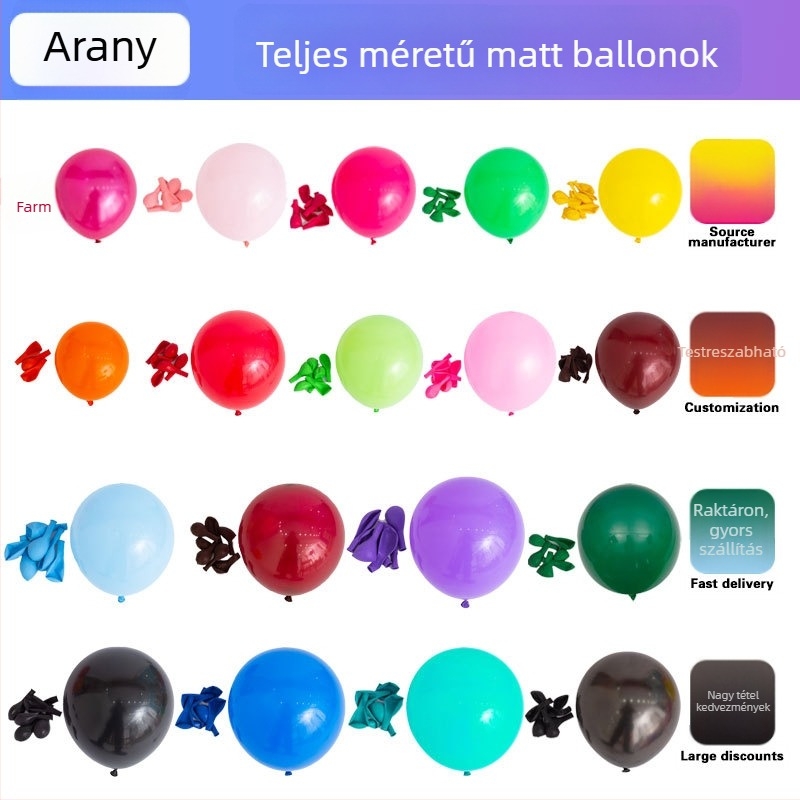 Latex lufik, matt felület, kerek alak — Márka Jinyao; Anyag: latex; Lufi típusa: latex lufi