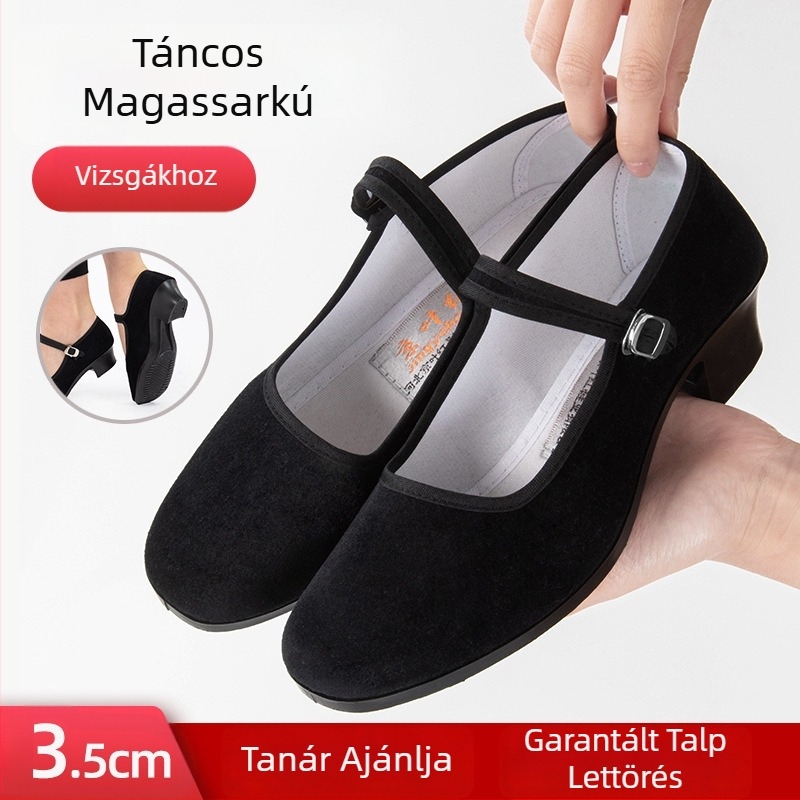 Női táncos cipő – etnikus tibeti Yangko stílus, standard vastag talp, gumitalp