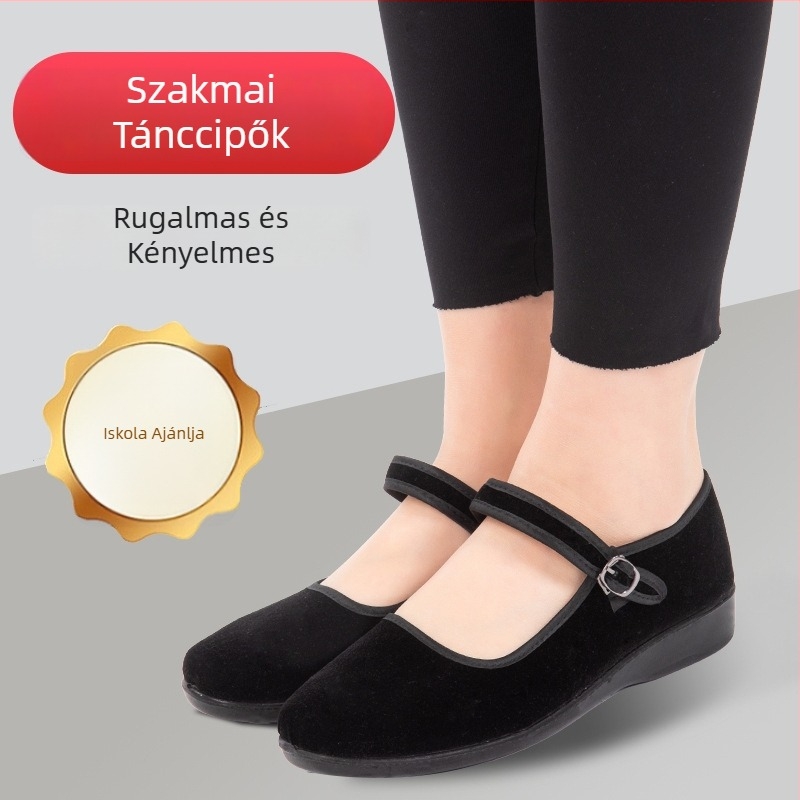 Női táncos cipő – etnikus tibeti Yangko stílus, standard vastag talp, gumitalp