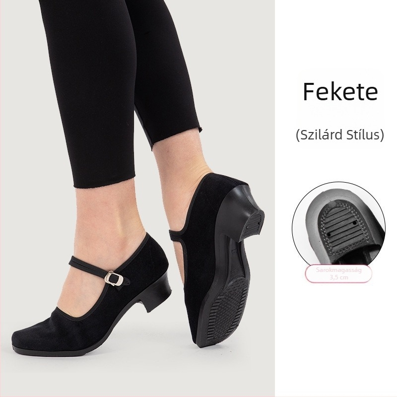 Női táncos cipő – etnikus tibeti Yangko stílus, standard vastag talp, gumitalp