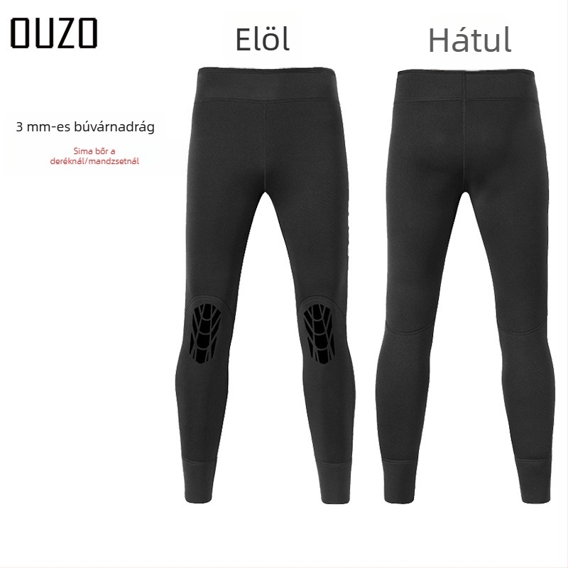 Ouzo 3 mm-es neoprén búvárnadrág férfiaknak térdvédővel — búvárkostüm úszáshoz, szörfözéshez és snorkelhez; bélés 100% nylonz
