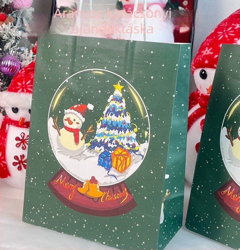 Karácsonyi ajándék táska, kraft papír/fehér karton, ofszetnyomtatás, minimalist stílus, Keyoujia