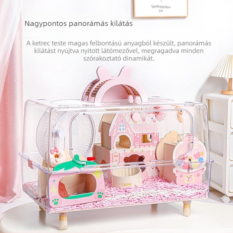 Kano hörcsög ketrec, műanyagból, téglalap alakú, szellőző és könnyen tisztítható, beltéri használatra