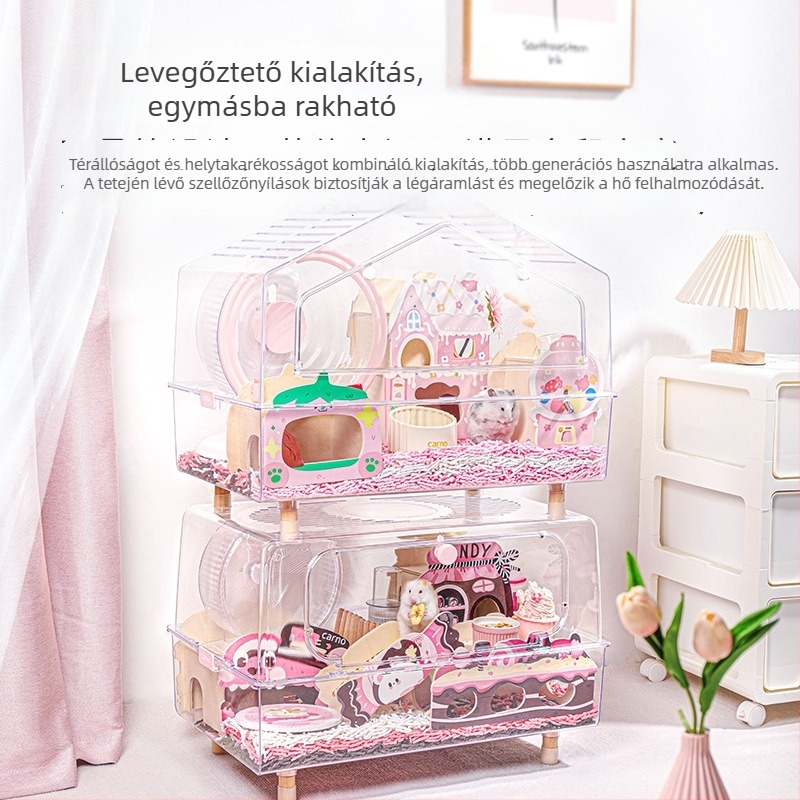 Kano hörcsög ketrec, műanyagból, téglalap alakú, szellőző és könnyen tisztítható, beltéri használatra